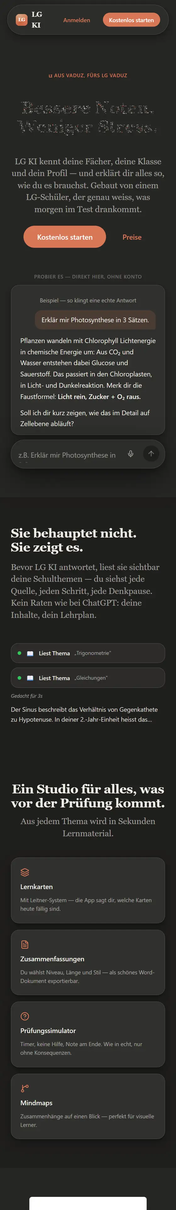 Startseite der Schul-KI